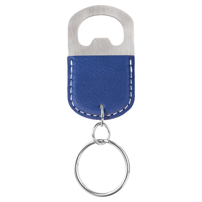 Oval Laserable Leatherette Bottle Opener Keychain