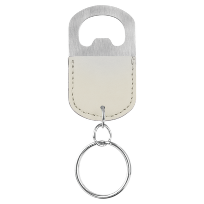 Oval Laserable Leatherette Bottle Opener Keychain