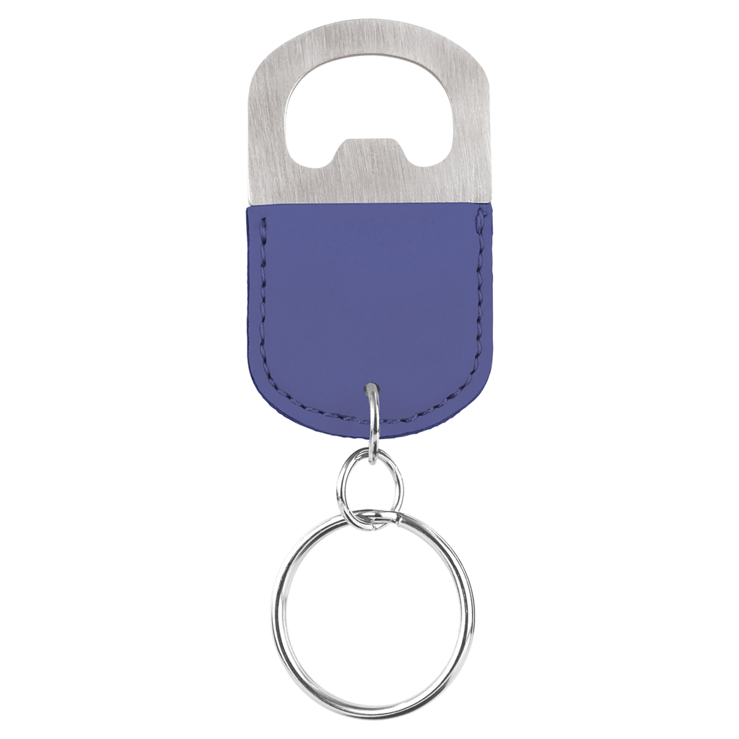 Oval Laserable Leatherette Bottle Opener Keychain