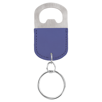 Oval Laserable Leatherette Bottle Opener Keychain