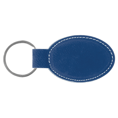 3" x 1 3/4" Laserable Leatherette Oval Keychain