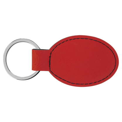 3" x 1 3/4" Laserable Leatherette Oval Keychain