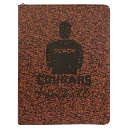 Football w/ Zipper leather portfolio with notepad