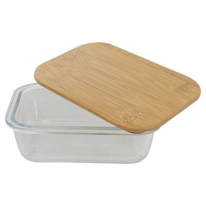 Rectangle Glass Container with Bamboo Lid