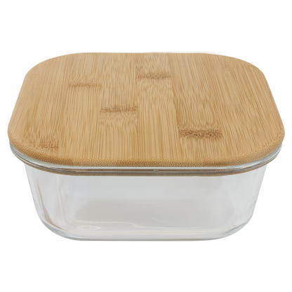 Square Glass Container with Bamboo Lid