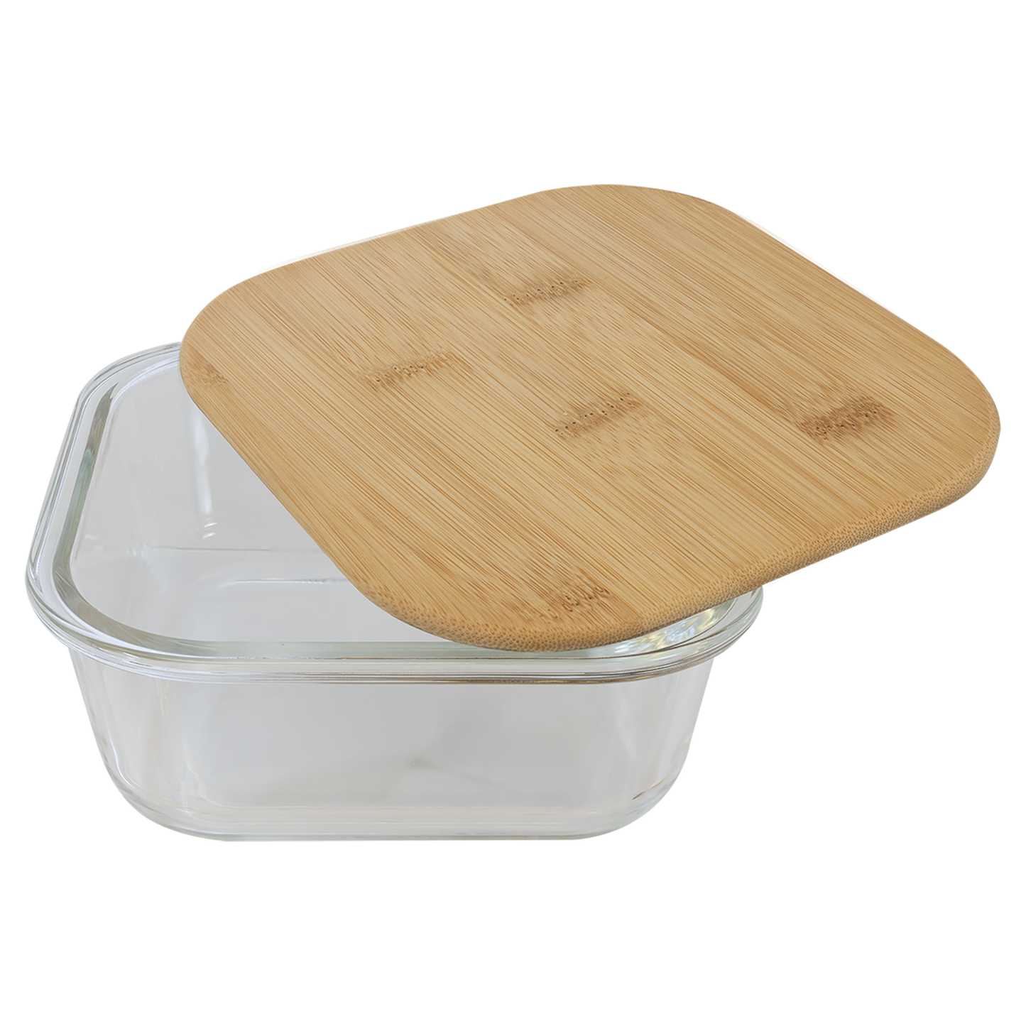 Square Glass Container with Bamboo Lid