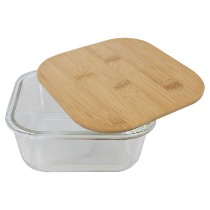 Square Glass Container with Bamboo Lid