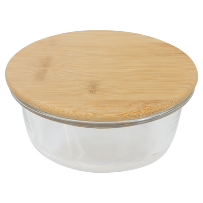 Round Glass Container with Bamboo Lid