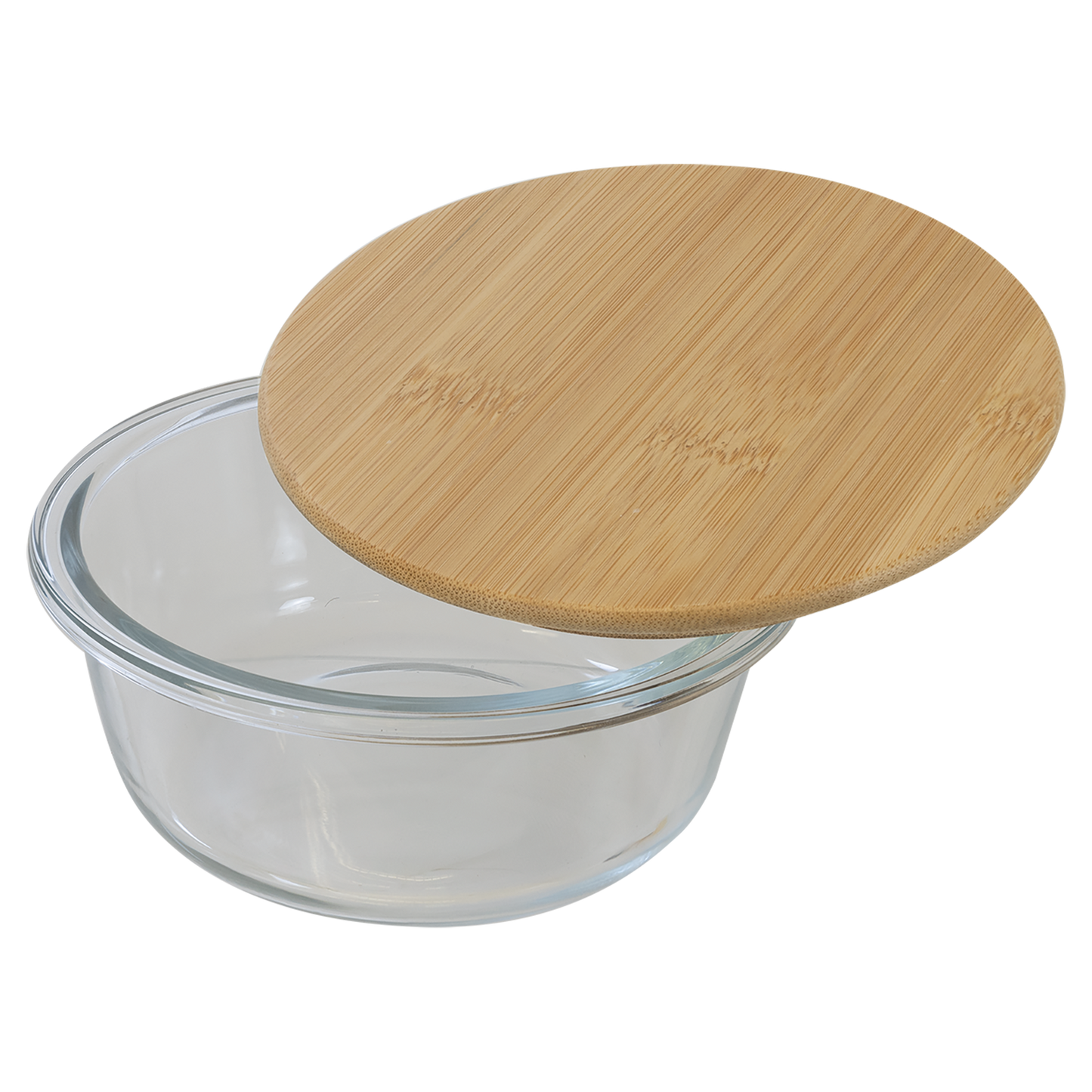 Round Glass Container with Bamboo Lid