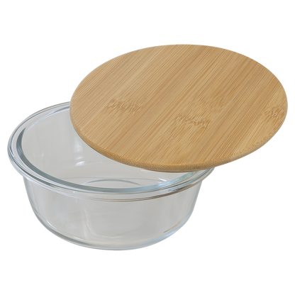 Round Glass Container with Bamboo Lid