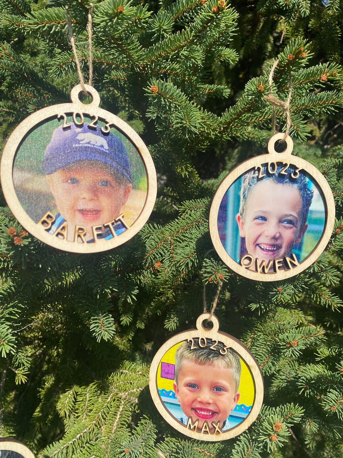 Wood Christmas Ornament - Kids Pic and Year