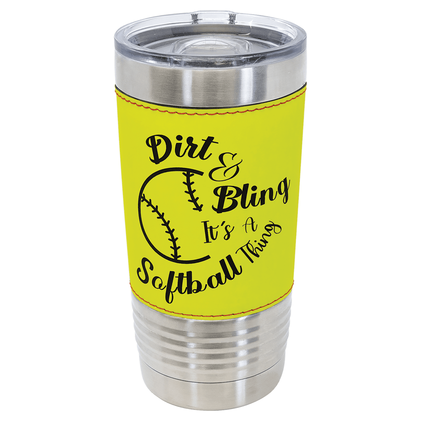 20 oz. Softball Leather Tumbler with Slider Lid