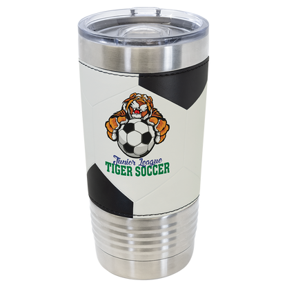 Polar Camel 20 oz. Soccer Leather Tumbler with Slider Lid