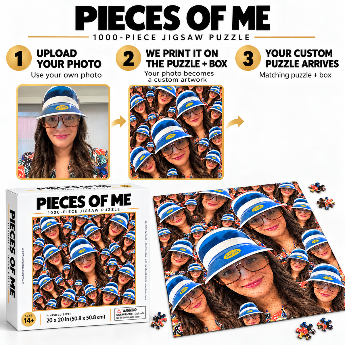 Custom Face Puzzle 1000 Piece | Personalized Photo Jigsaw Puzzle | Funny Gag Gift