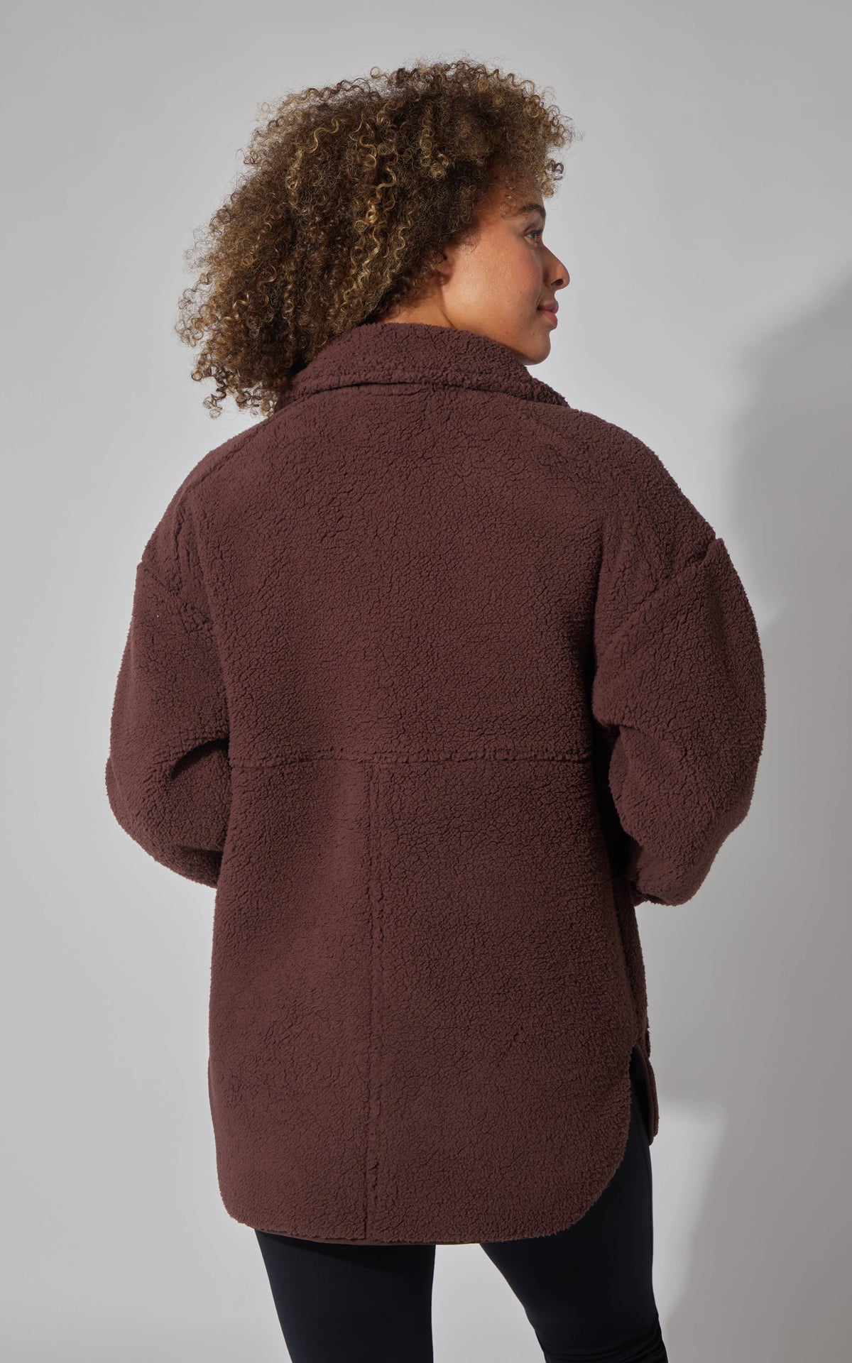 Women's Teddy Sherpa Button Down Jacket with Zipper Pockets