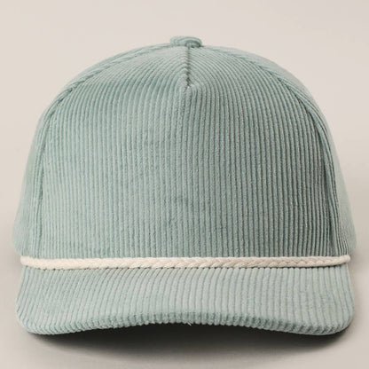 Solid Color Corduroy 5 Panel Rope Trucker Hat