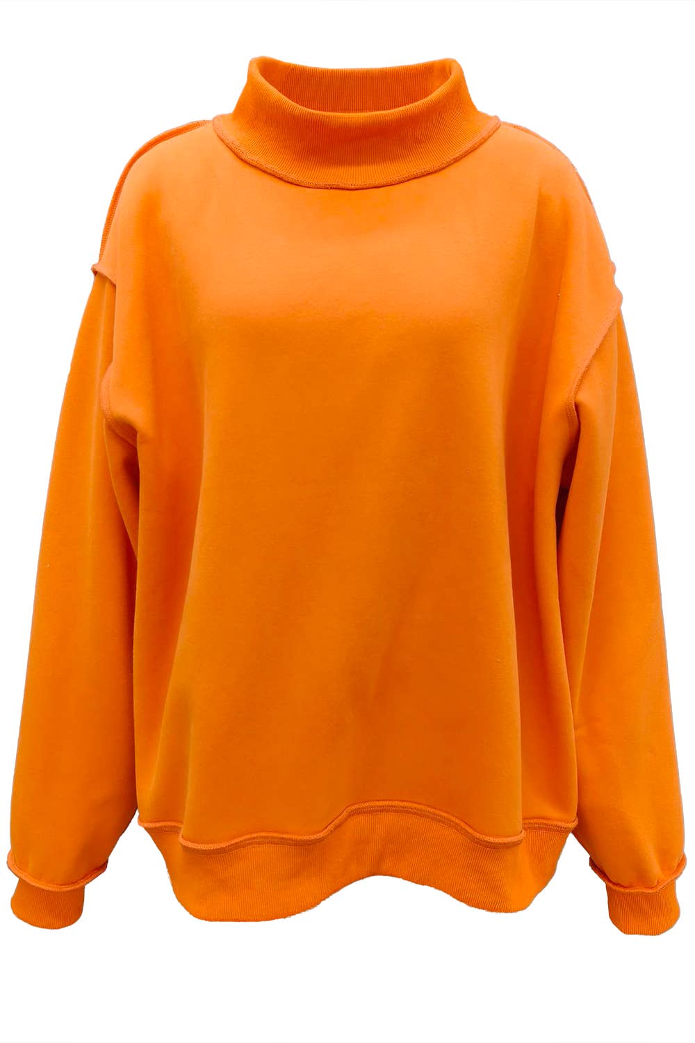 IT2594-BLANK2 Solid Reversible Mock Neck Sweatshirt Top