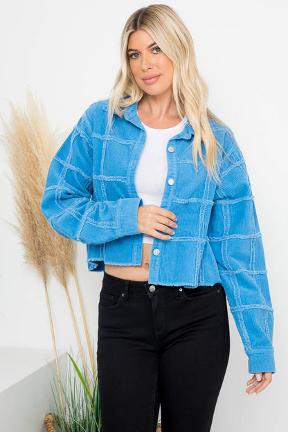 Heavy Washed Corduroy Patchwork Jacket