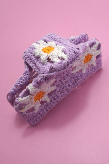 JUMBO HANDMADE CROCHET FLORAL HAIR CLAW CLIPS | 40H938