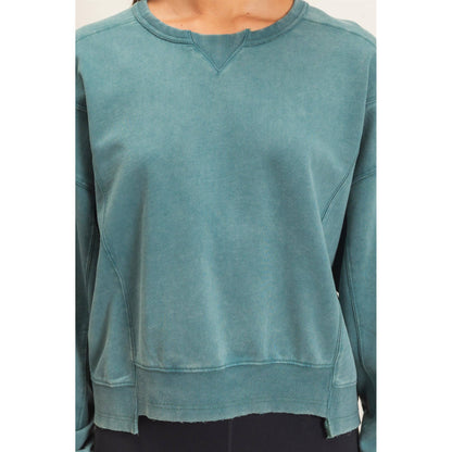 Acid Wash Seam Detail Crew Neck Sweatshirt