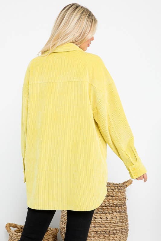 Oversized 4 Pockets Corduroy Shacket