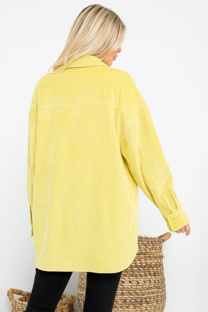 Oversized 4 Pockets Corduroy Shacket