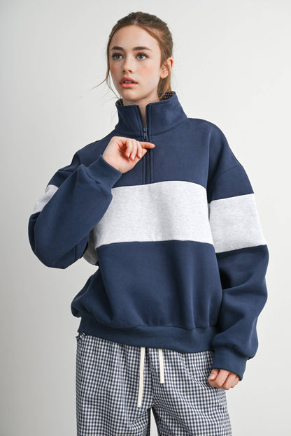 Colorblock Quarter-Zip Sweatshirt-BMT8510