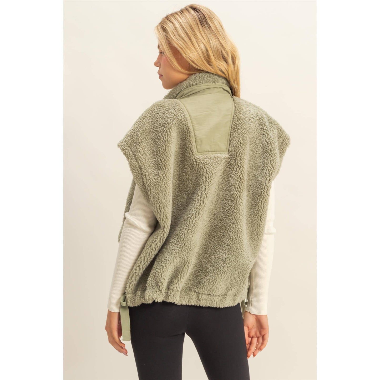 Cozy Mock Neck Sherpa Vest Jacket