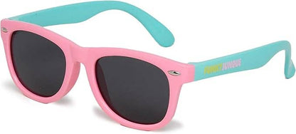 Kids Flexible Wire Sunglasses -Pink Turquoise/Smoke Lenses