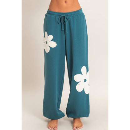 Floral Applique Drawstring Jogger Pants