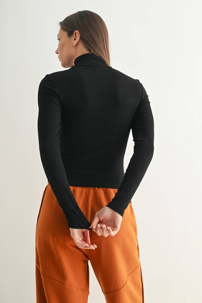 Micro Ribbed Long Sleeve Turtleneck