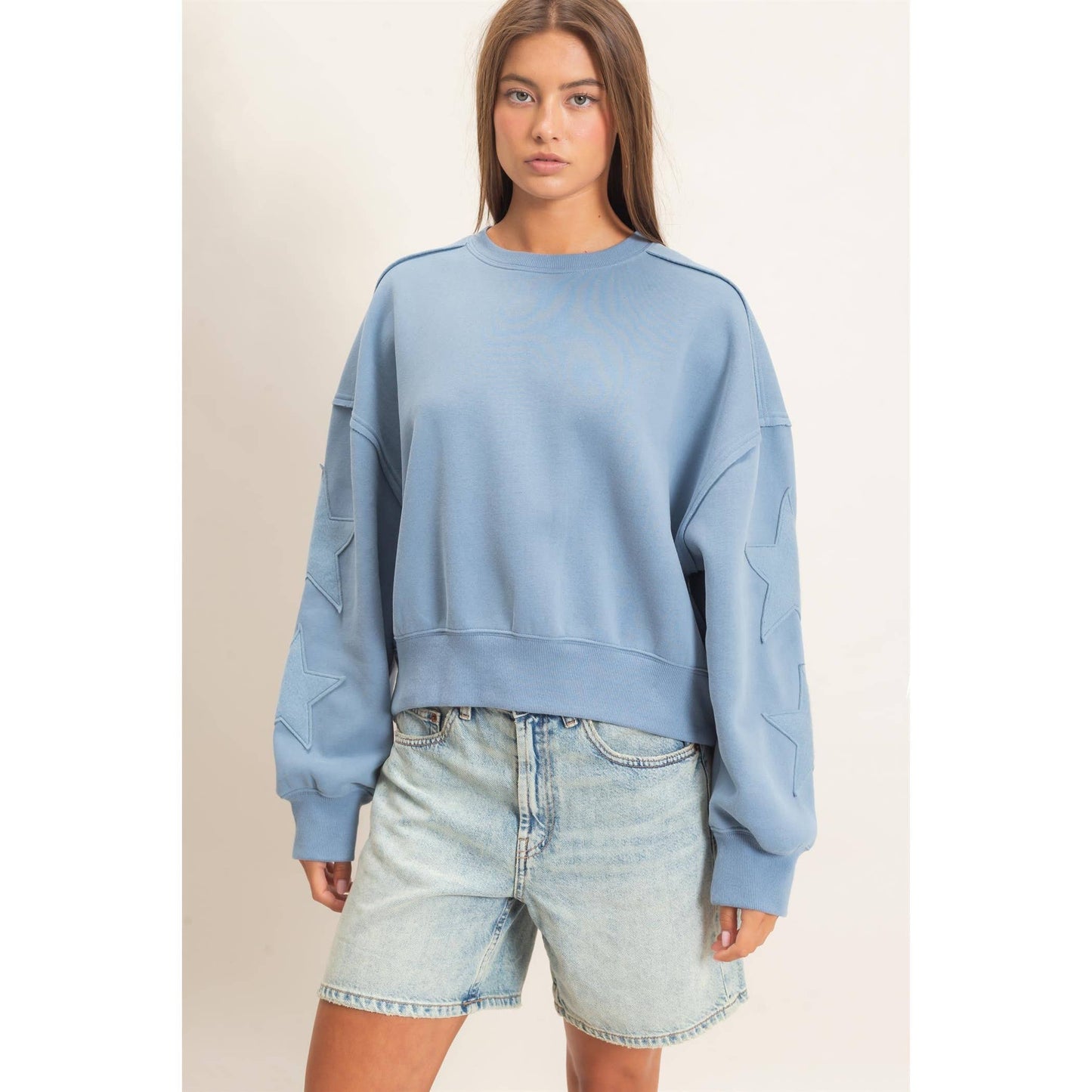 Star Patch Sleeve Sweatshirt