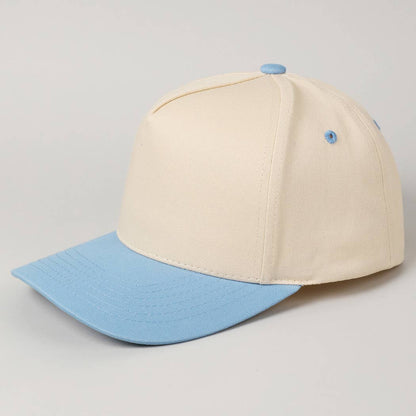 Kids Plain Two Tone Canvas Cotton Baseball Cap