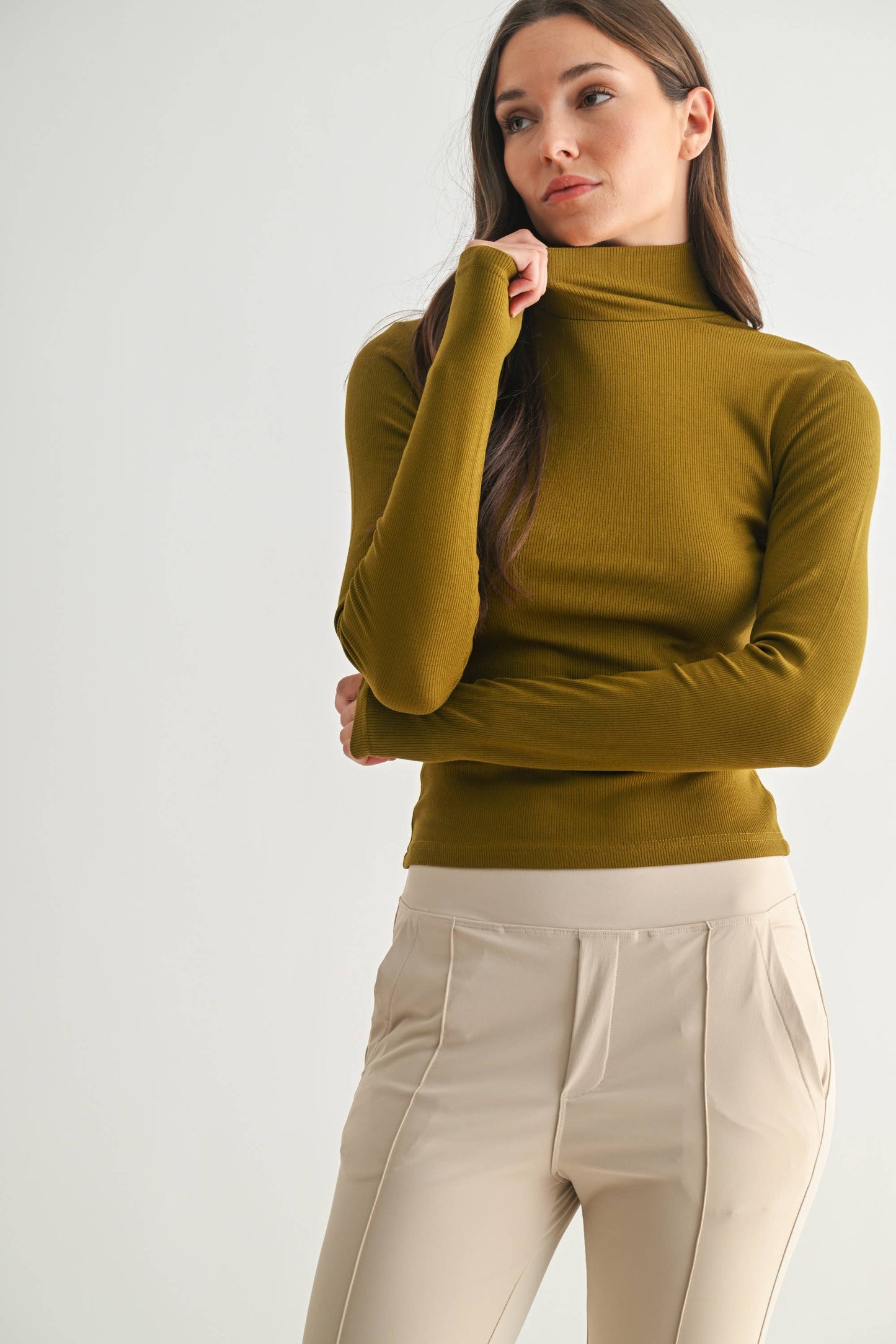 Micro Ribbed Long Sleeve Turtleneck
