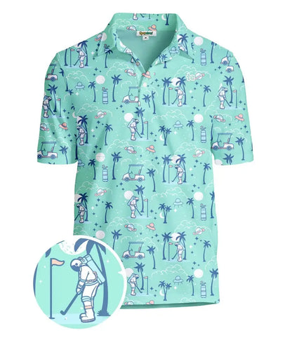 Zero Gravity Men's Golf Shirt - Tropical Astronaut Golf Polo