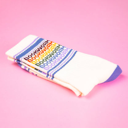 Bookworm - Vintage Rainbow repeat Gym Crew Socks