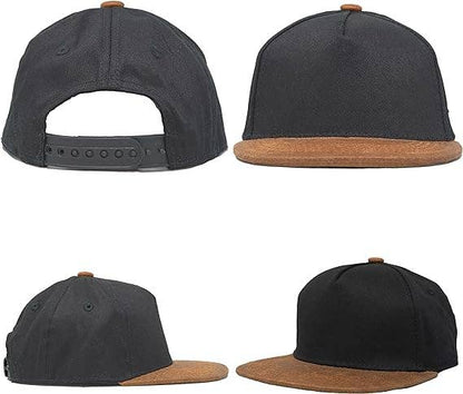 Flat Brim Trucker Hat - Bubba - Black/Faux Leather