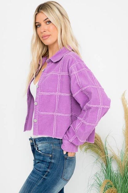 Heavy Washed Corduroy Patchwork Jacket