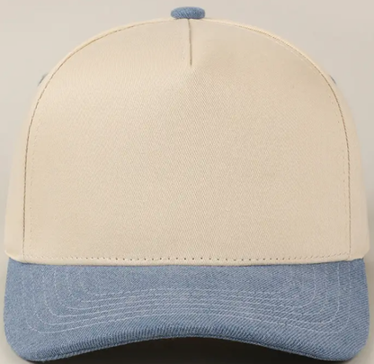 Kids Plain Two Tone Canvas Cotton Baseball Cap