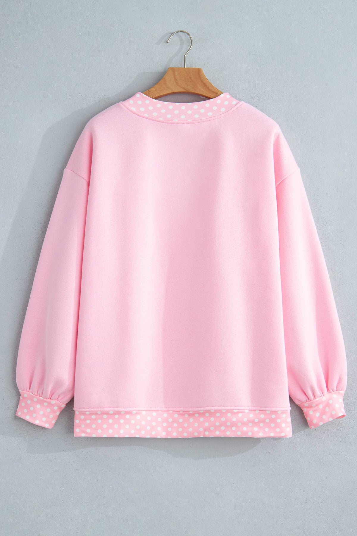 66 Plus Size Polka Dot Mock Neck Fleece Sweatshirt (S-4X)