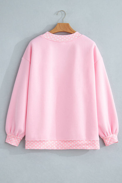 66 Plus Size Polka Dot Mock Neck Fleece Sweatshirt (S-4X)