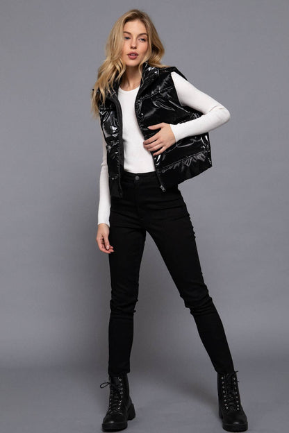 High Neck Zip Up Vest