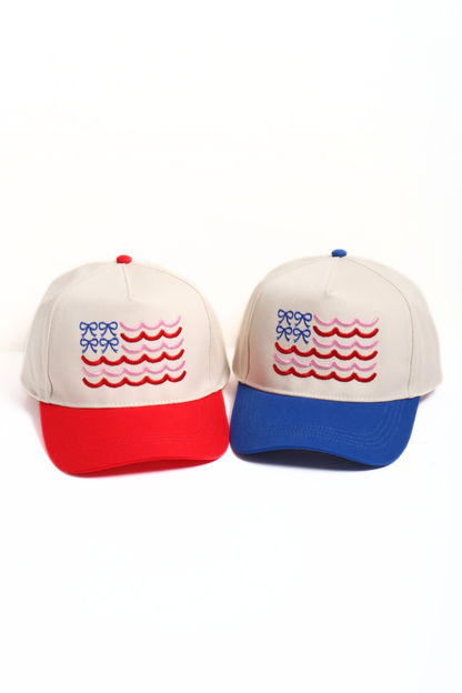 Bow American USA Flag 5 Panel Two Tone Caps