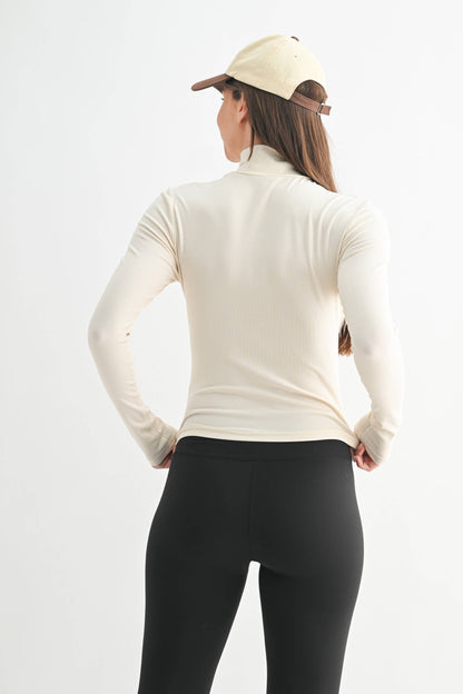 Micro Ribbed Long Sleeve Turtleneck