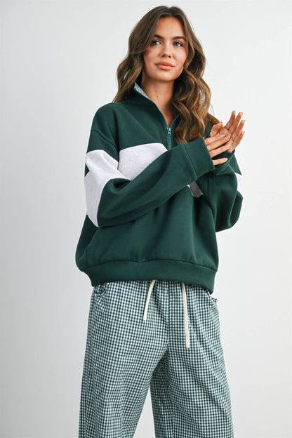 Colorblock Quarter-Zip Sweatshirt-BMT8510