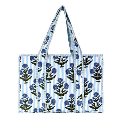 Cotton Block Print Tote Bag- Small & Large