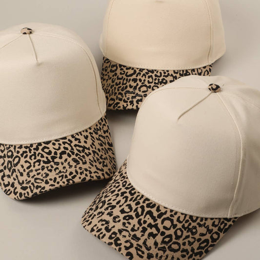 Leopard Pattern Two-Tone Canvas Trucker Hat