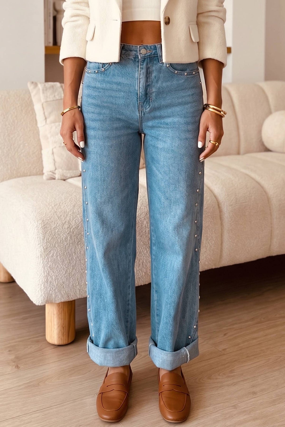 66 Seam Rivet Detail Regular Fit Ankle Length Jeans (4-16)