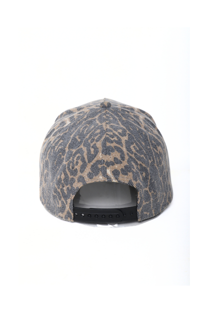 Washed Leopard Print 5 Panel Trucker Hat