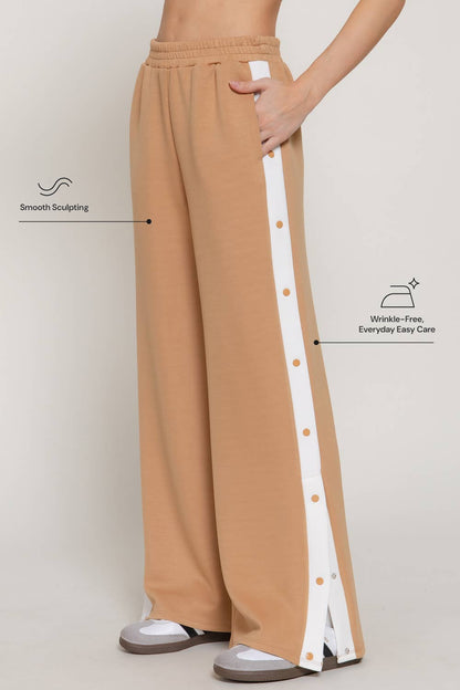 Soft Modal Scuba Side Contrasting Panels Straight Pants